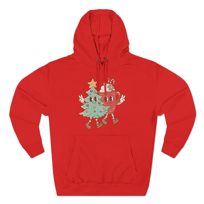 Retro Christmas Tree and Hot Cocoa Christmas Pullover Hoodie