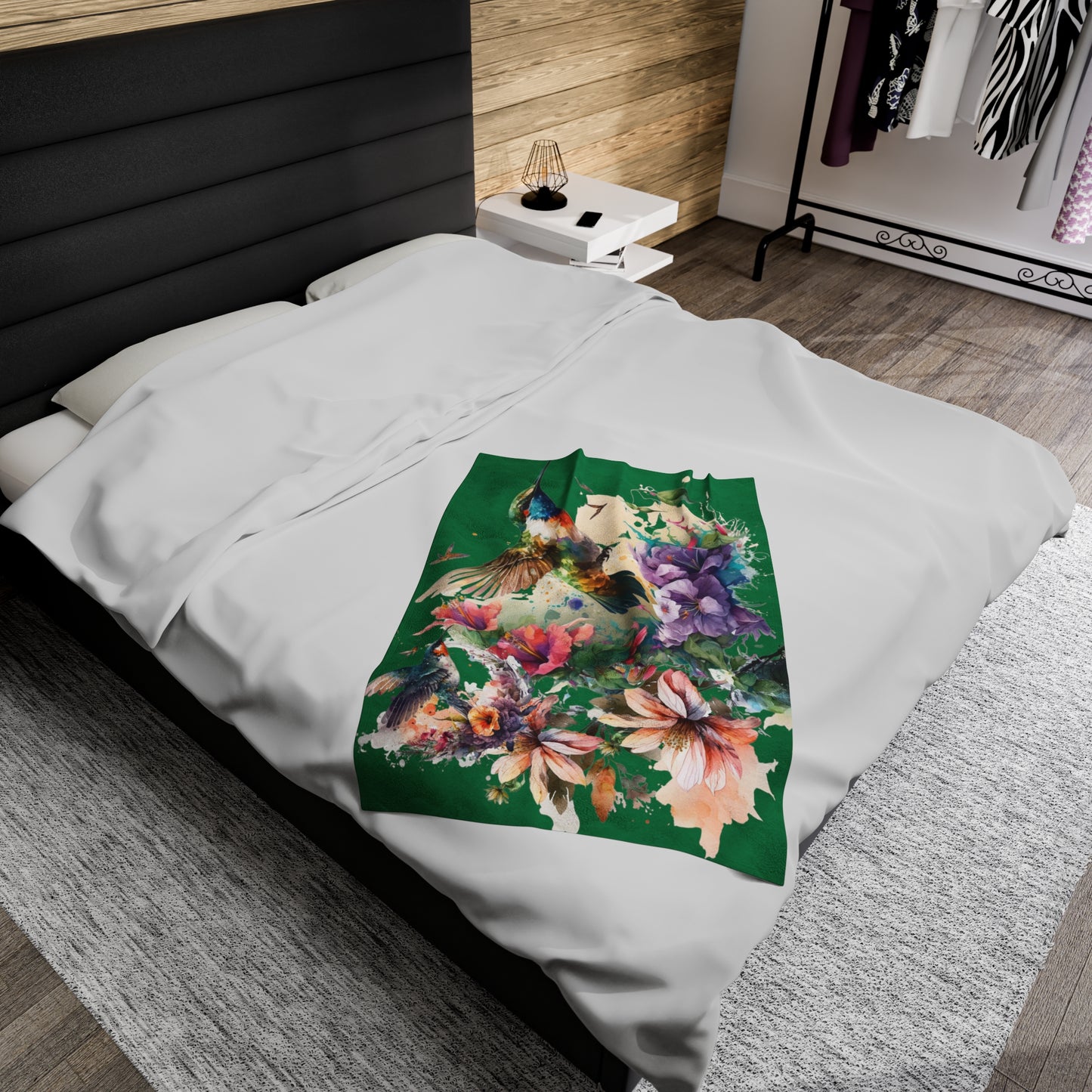 Hummingbirds with Flowers Blanket