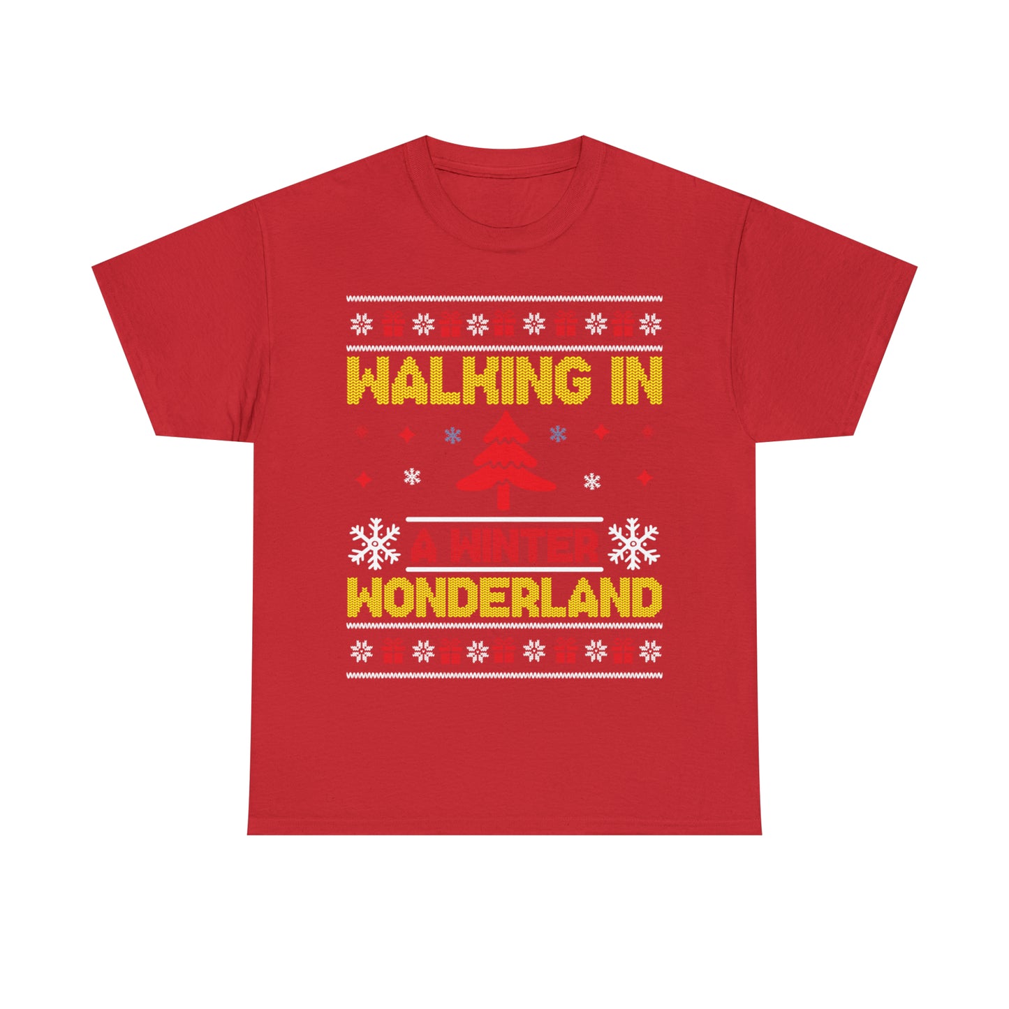 Walking in a Winter Wonderland Christmas Ugly Sweater Short Sleeve Tee