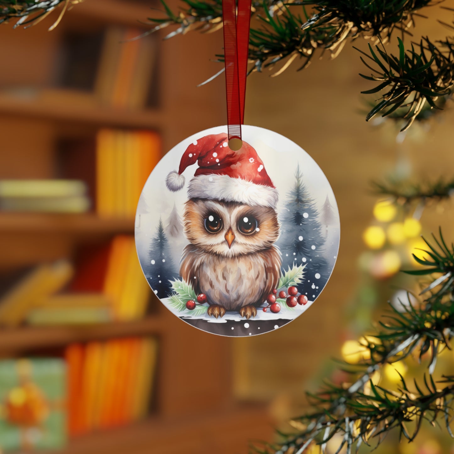 Owl in Santa Hat Ornament