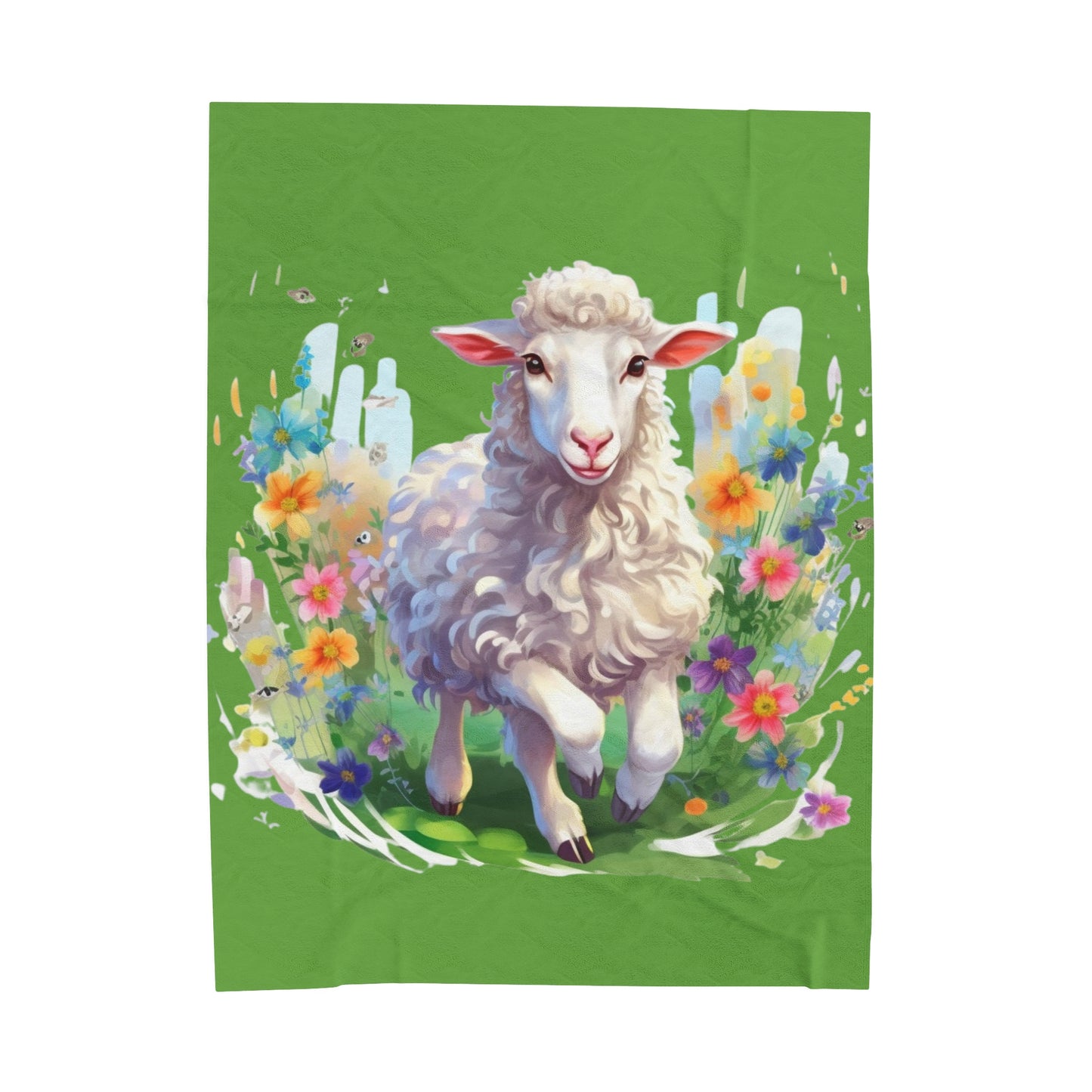 Sheep with Flowers Blanket