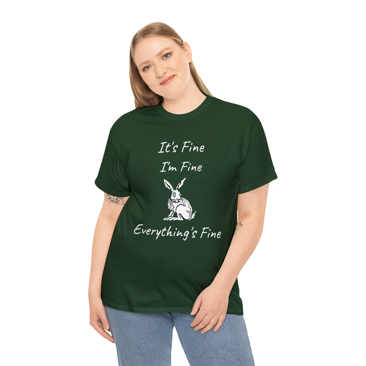 Its Fine Everythings Fine Rabbit Shirt Unisex Heavy Cotton Tee