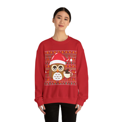 Owl in Santa Hat Ugly Christmas Sweater Sweatshirt