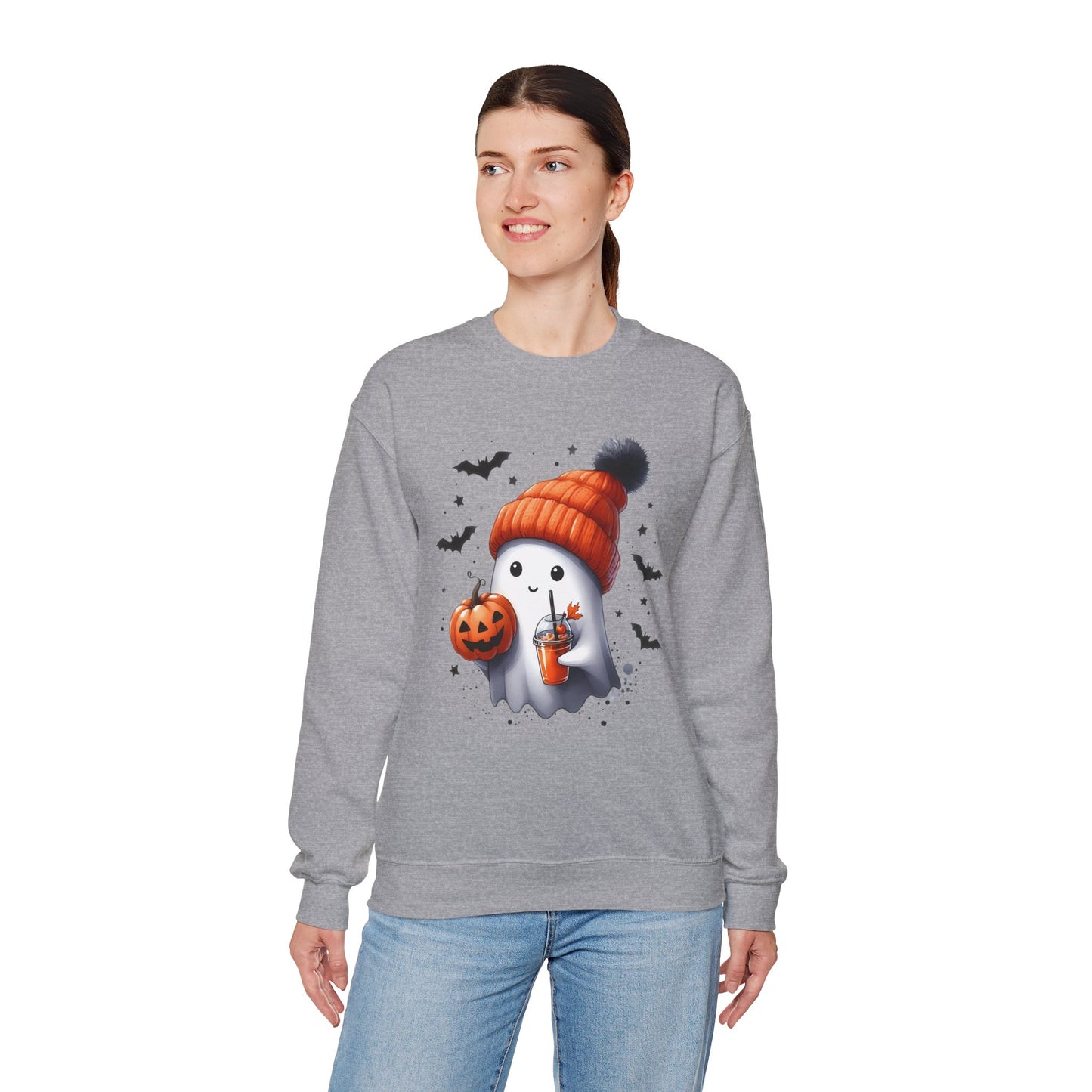 Cute Halloween Ghost With Hat Pumpkin Juice Sweatshirt