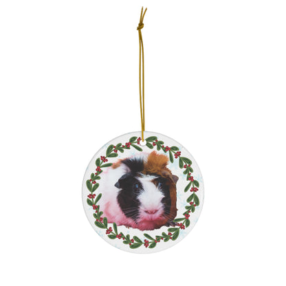 Abyssinian guinea pig Tri Color Christmas Ceramic Ornament