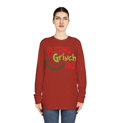 Resting Grinch Face Christmas Long Sleeve T-Shirt