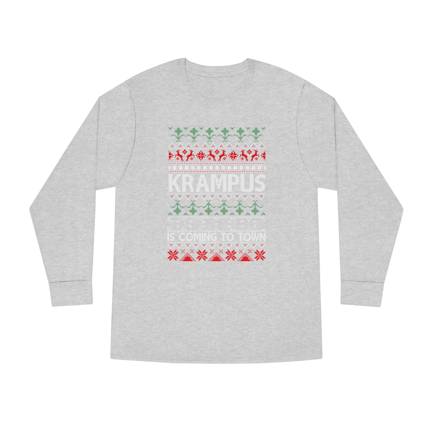 Krampus is Coming to Town Christmas Ugly Sweater Long Sleeve Tee