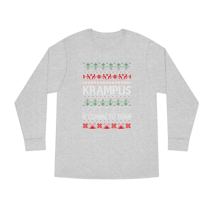 Krampus is Coming to Town Christmas Ugly Sweater Long Sleeve Tee