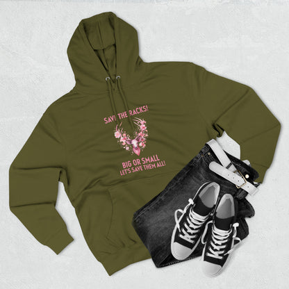 Save The Racks Big or Small Deer Breast Cancer Pullover Hoodie