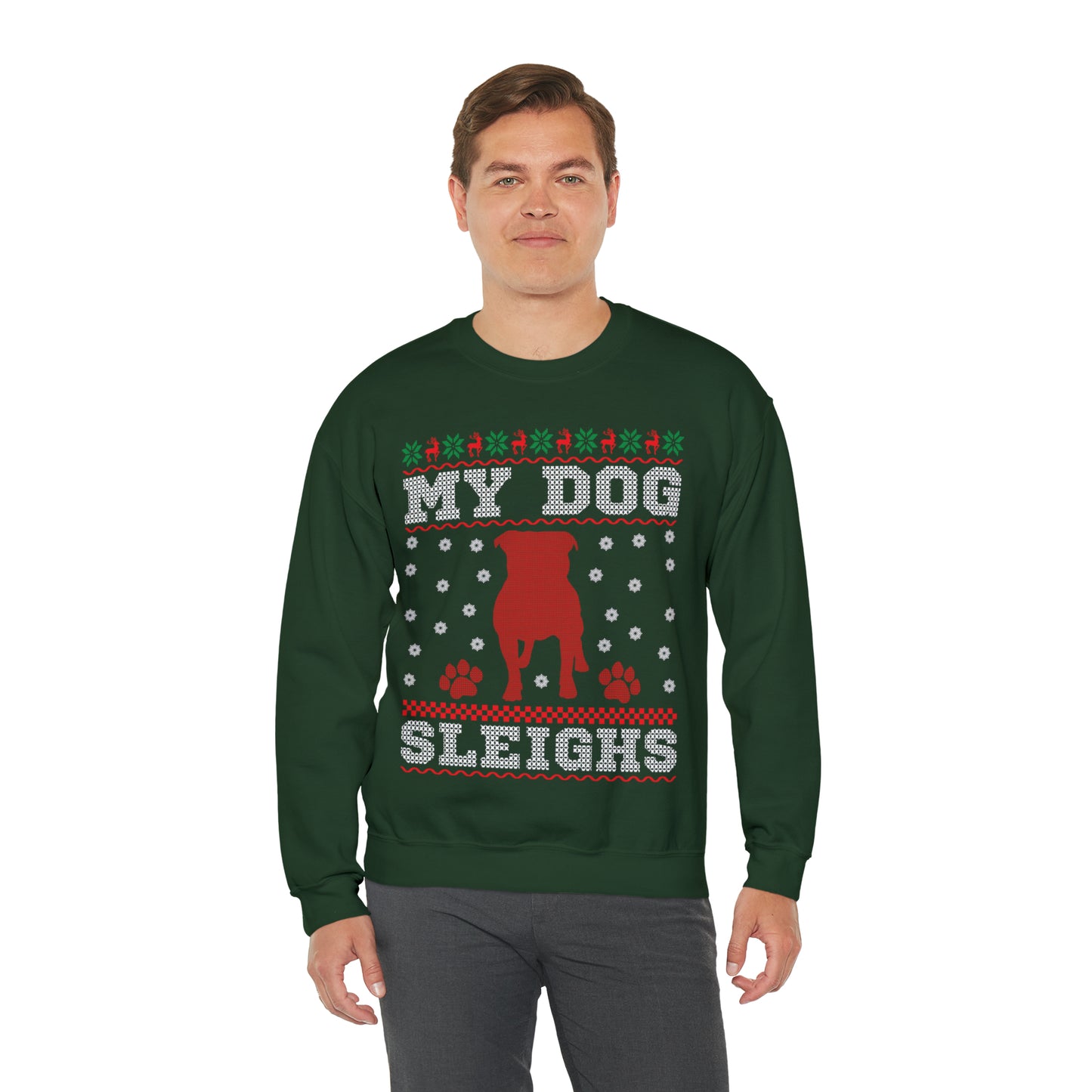 My Dog Sleighs Christmas Ugly Sweater Sweatshirt