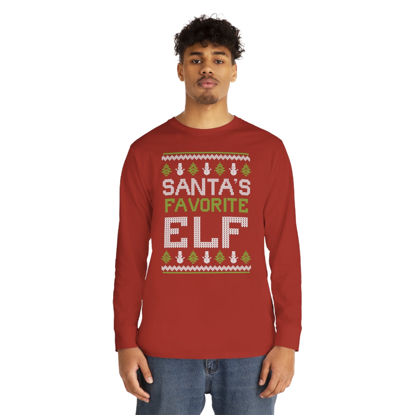 Santa's Favorite Elf Ugly Christmas Sweater Long Sleeve T-shirt