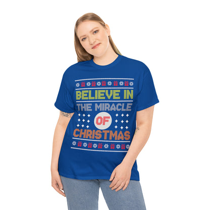 Believe In The Miracle of Christmas Ugly Sweater Short Sleeve Tee