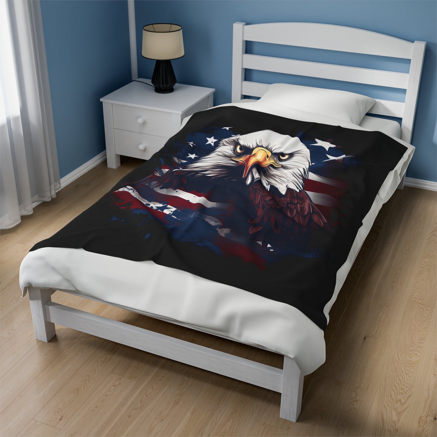 Eagle Head with American Flag Blanket