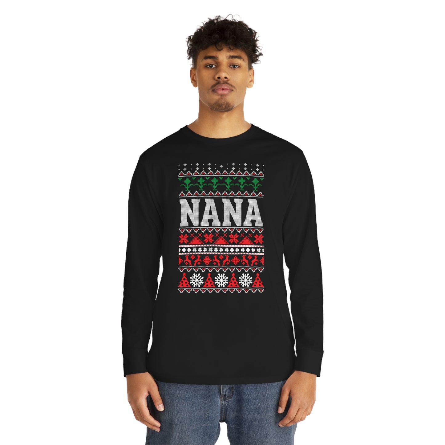 Nana Christmas Ugly Sweater Long Sleeve Tee