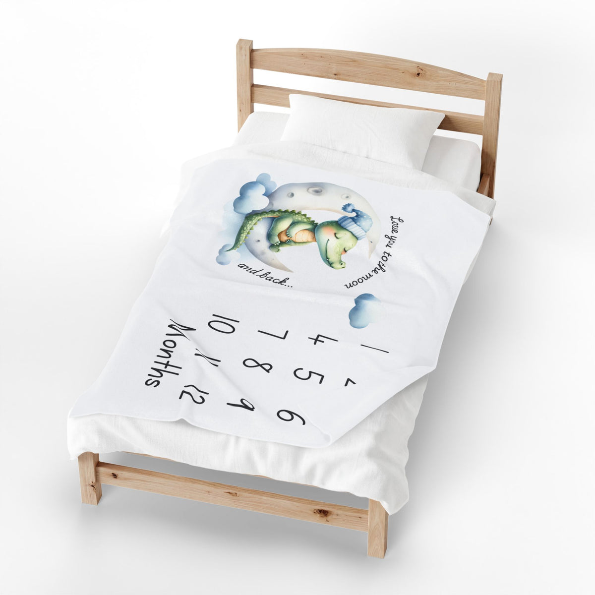 Love You To The Moon And Back Milestone Velveteen Plush Blanket