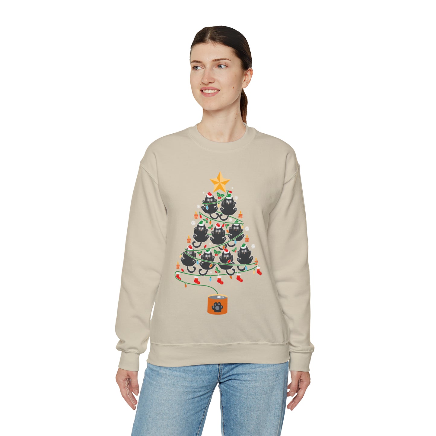 Black Cats Christmas Tree Christmas Sweatshirt