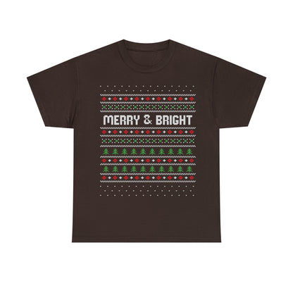 Merry and Bright Christmas Ugly Sweater Short Sleeve Tee