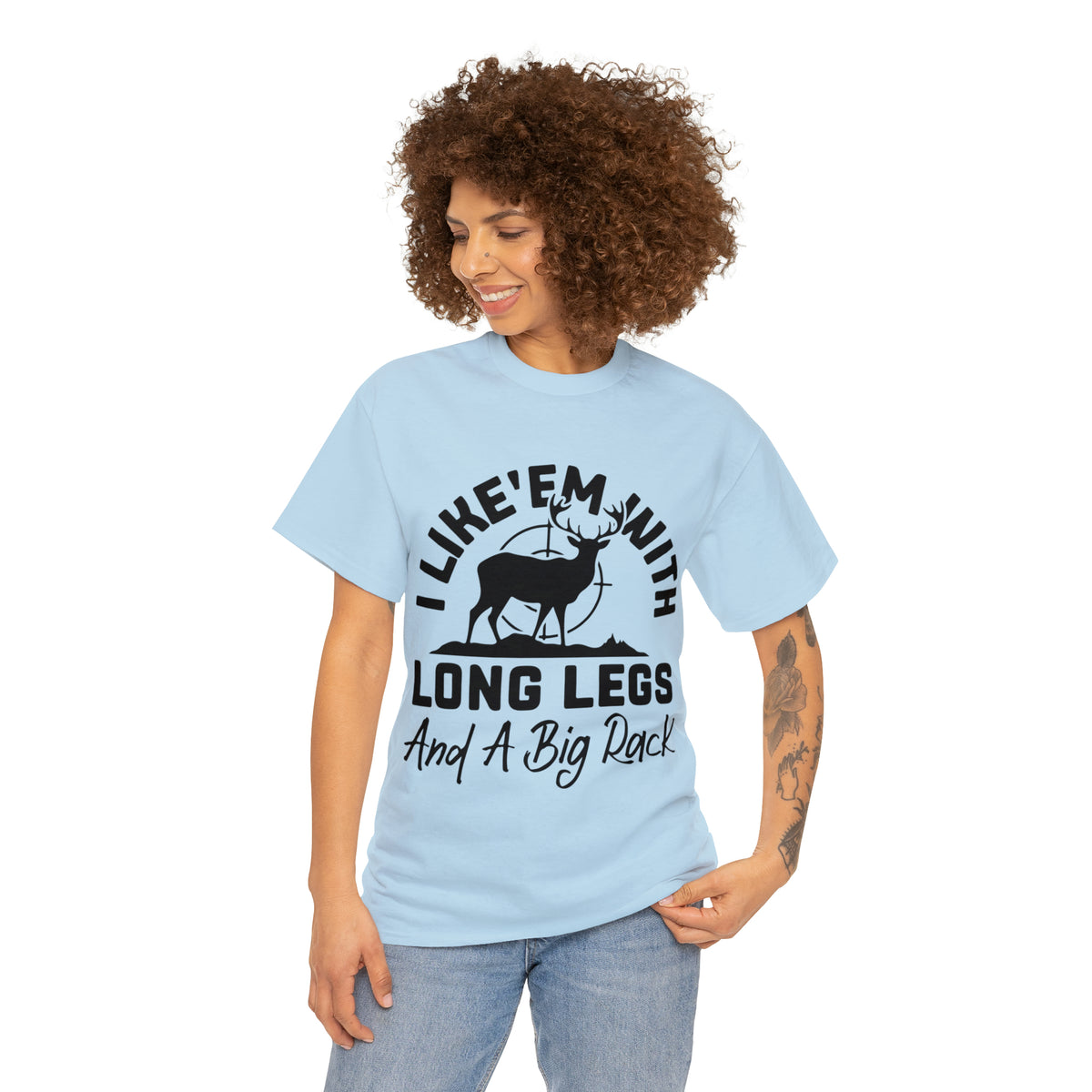 I Like 'Em With Long Legs and a Big Rack Hunting Short Sleeve Tee