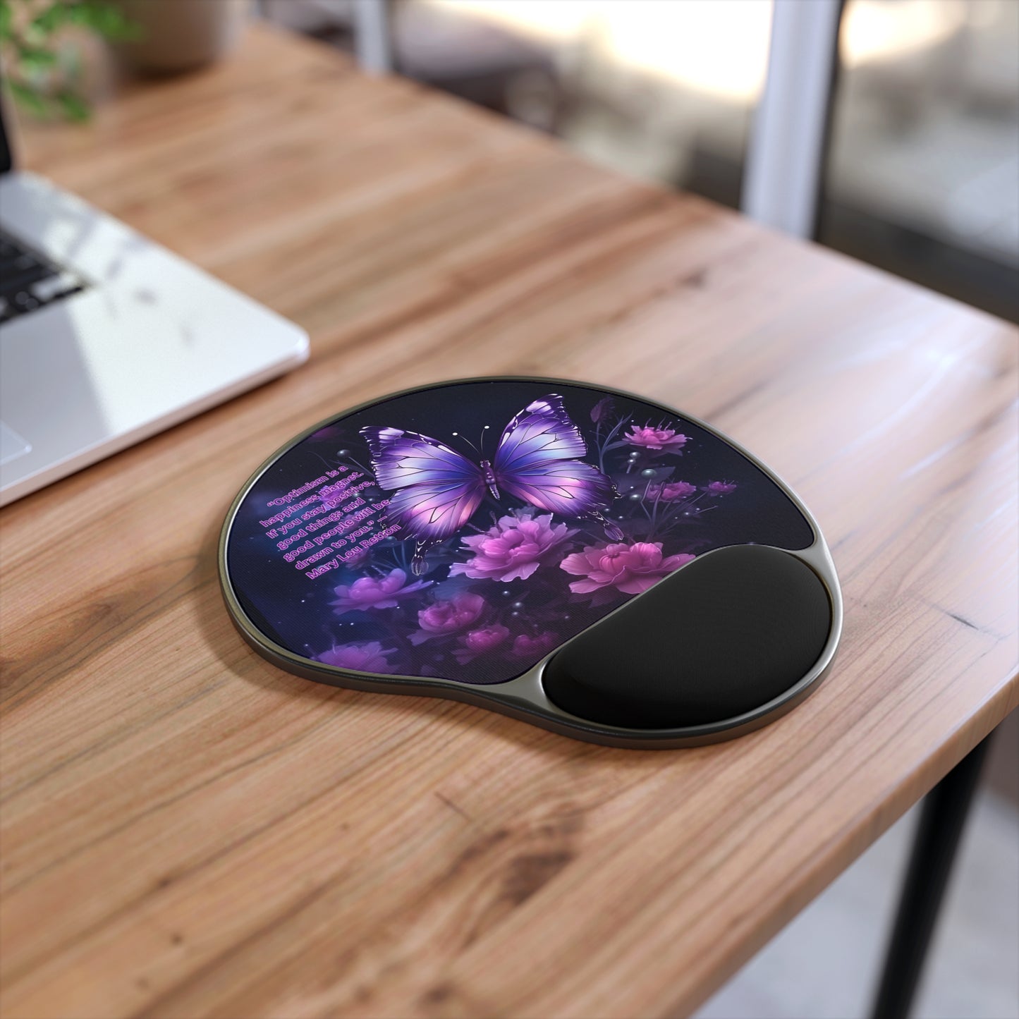 Mouse Pad - Purple Butterfly with Inspirational Quote