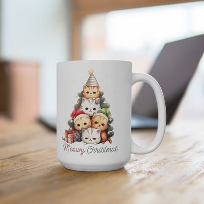 Meowy Christmas Cats Mug 15oz