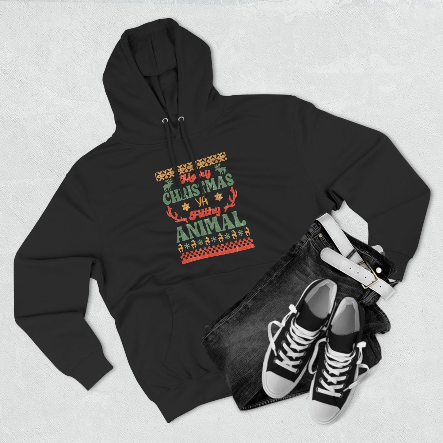 Merry Christmas Ya Filthy Animal Ugly Sweater Pullover Hoodie