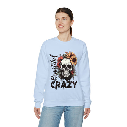 Beautiful Crazy Skull With Flowers Halloween Sweatshirt