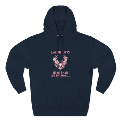 Save The Racks Big or Small Deer Breast Cancer Pullover Hoodie