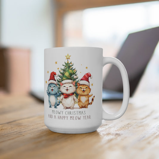 Meowy Christmas And a Happy Meow Year Cats Mug 15oz