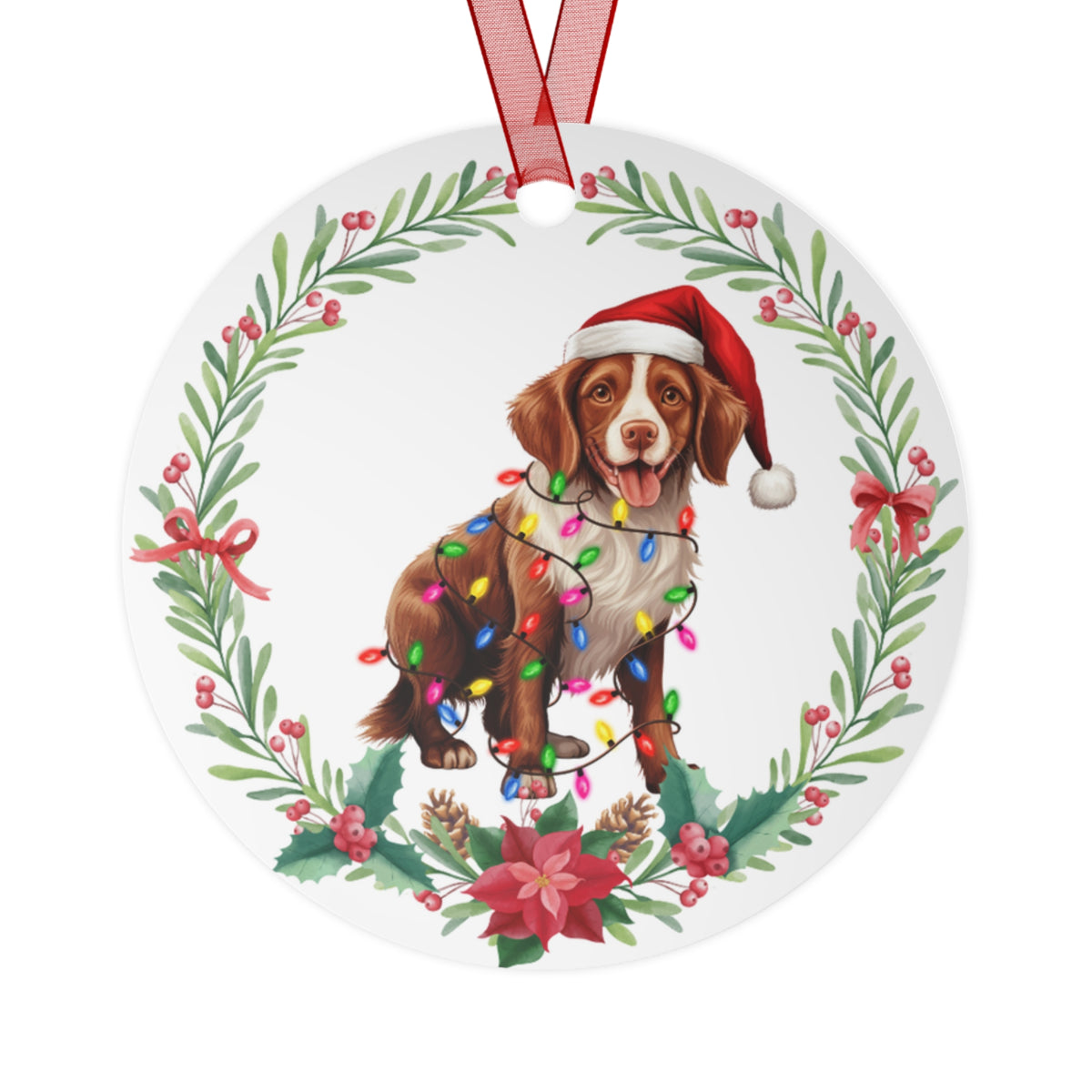Brittany Spaniel Dog in Lights Ornament