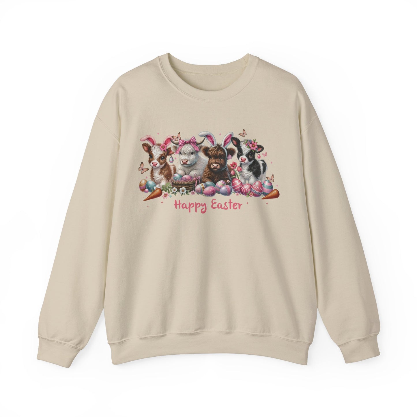 Easter Highland Cows with Bunny Ears Sweatshirt