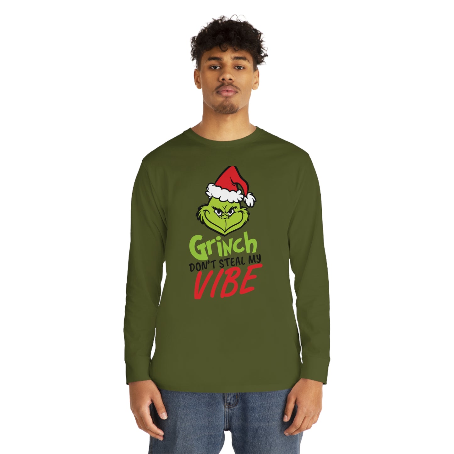 Grinch Don't Kill My Vibe Design 2 Christmas Long Sleeve T-Shirt