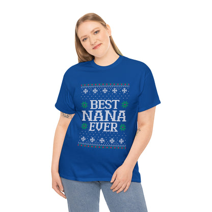 Best Nana Ever Christmas Ugly Sweater Short Sleeve Tee