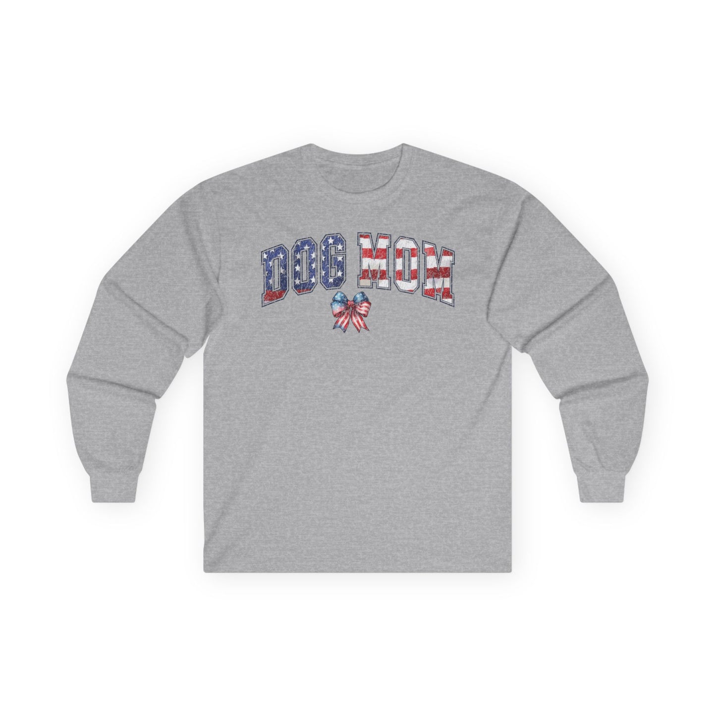 Dog Mom Flag Bow Long Sleeve T-Shirt