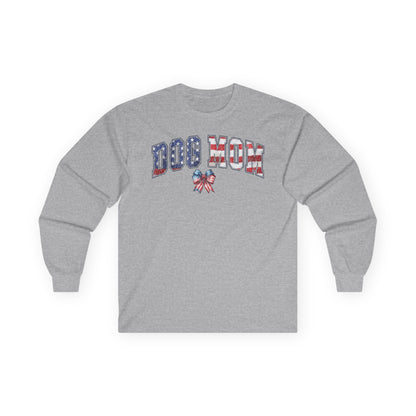 Dog Mom Flag Bow Long Sleeve T-Shirt