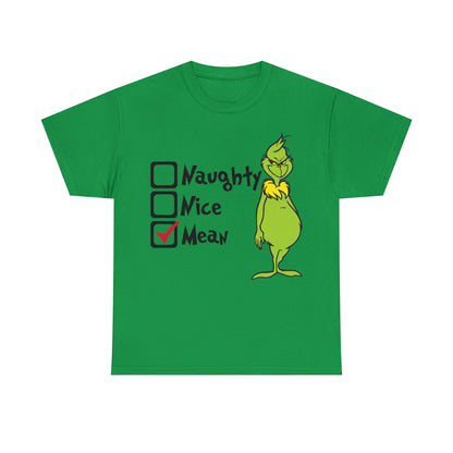 Naughty Nice Mean Grinch Christmas Short Sleeve Tee