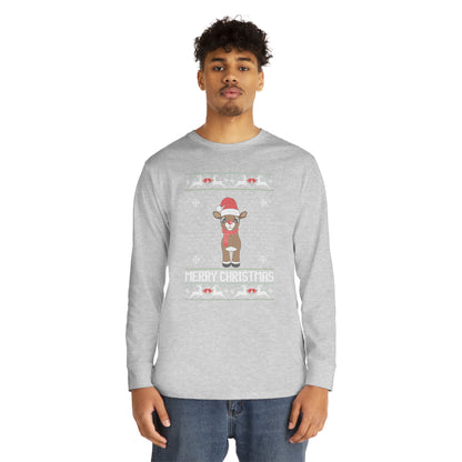 Merry Christmas Rudolph Ugly Christmas Sweater Long Sleeve Tee