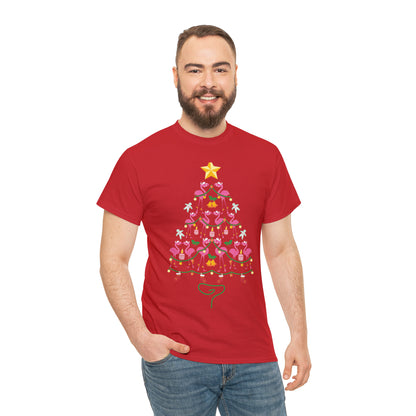 Flamingo Christmas Tree Christmas Short Sleeve Tee