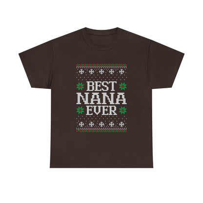 Best Nana Ever Christmas Ugly Sweater Short Sleeve Tee