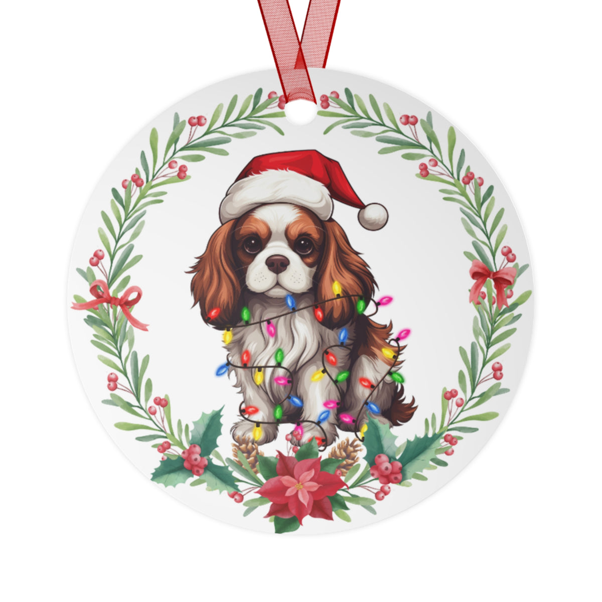 Cavalier King Charles Spaniel Dog in Lights Ornament