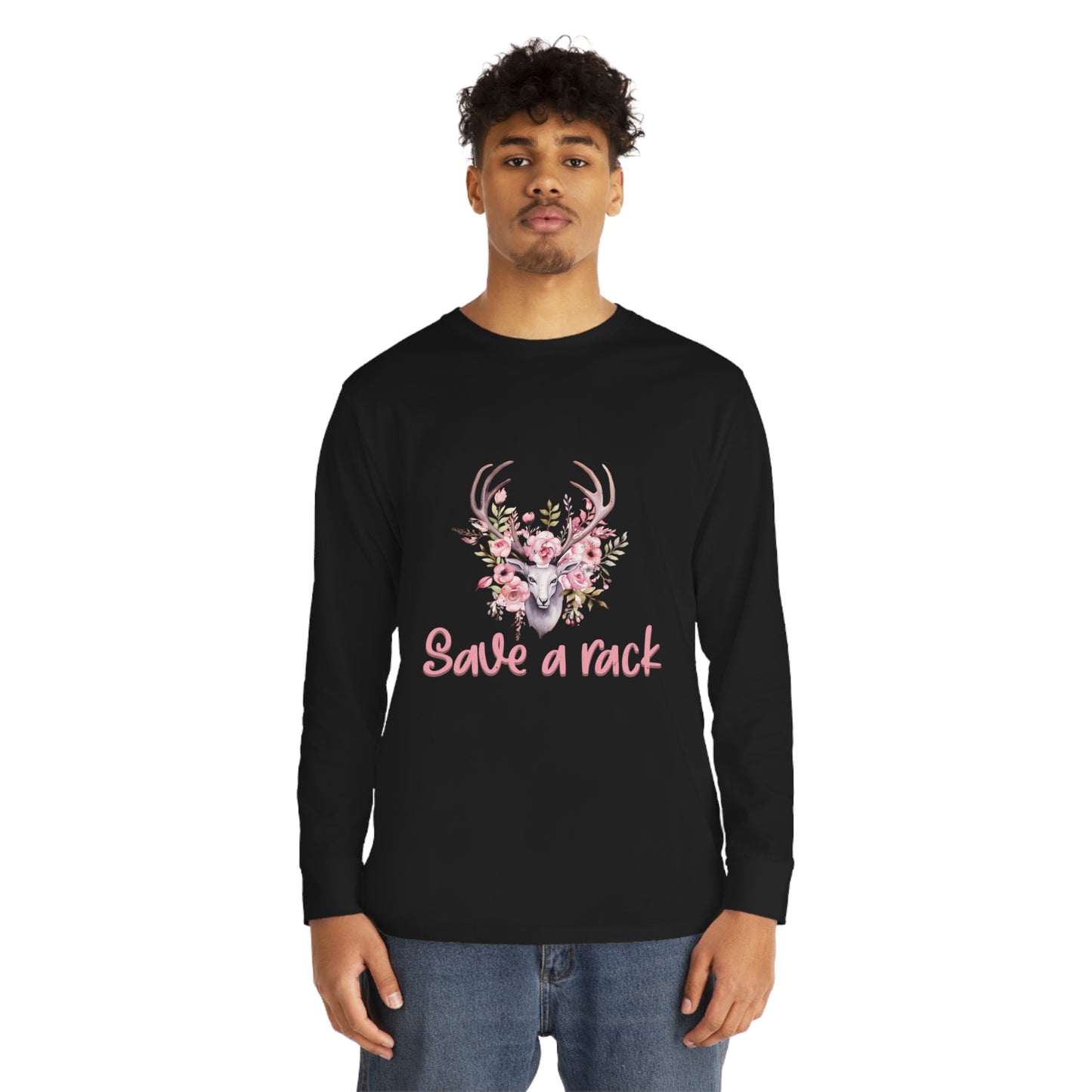 Save The Racks Big or Small Deer Breast Cancer Long Sleeve T-shirt