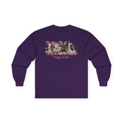 Easter Highland Cows in Bunny Ears Long Sleeve Tshirt