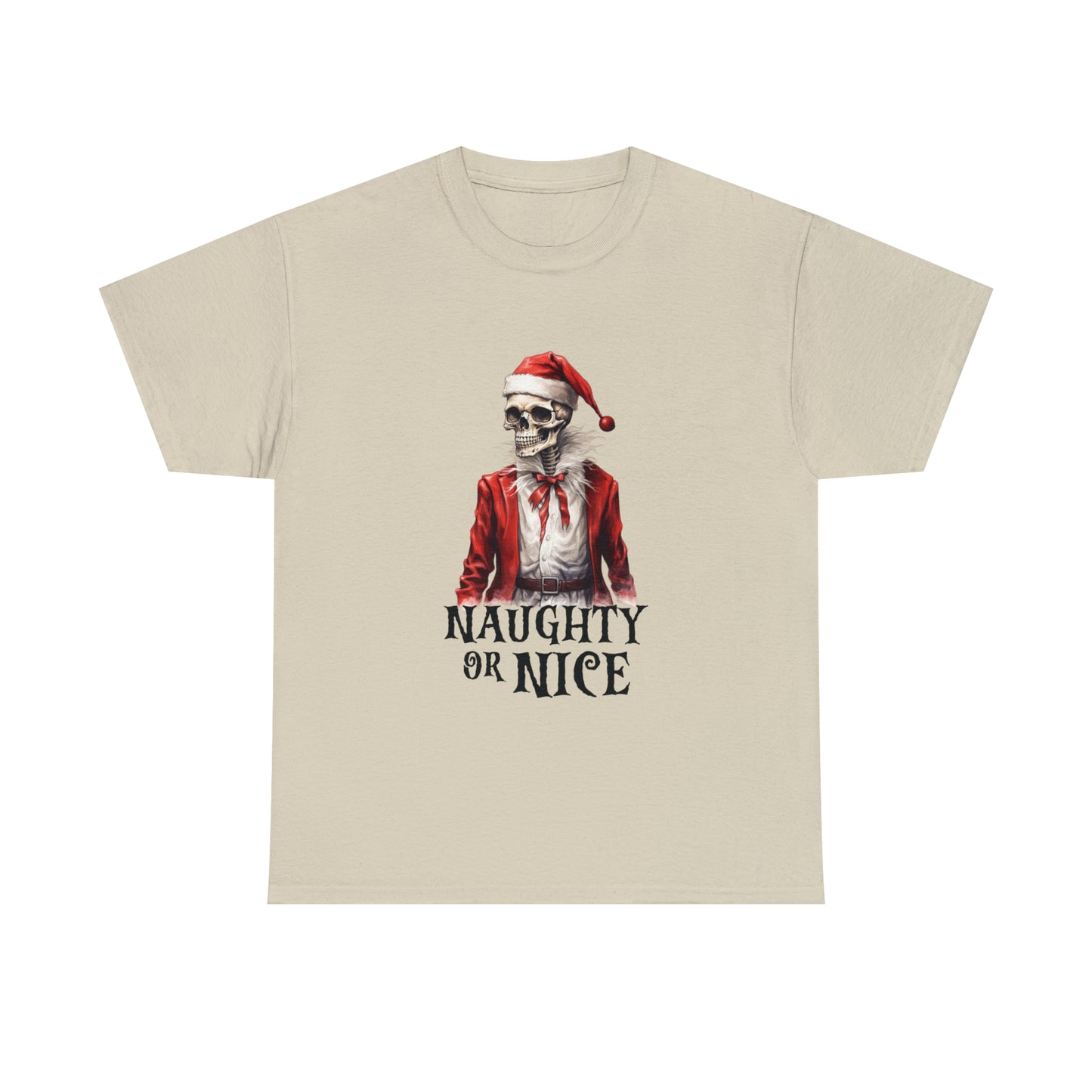 Naughty or Nice Skeleton Christmas Short Sleeve Tee