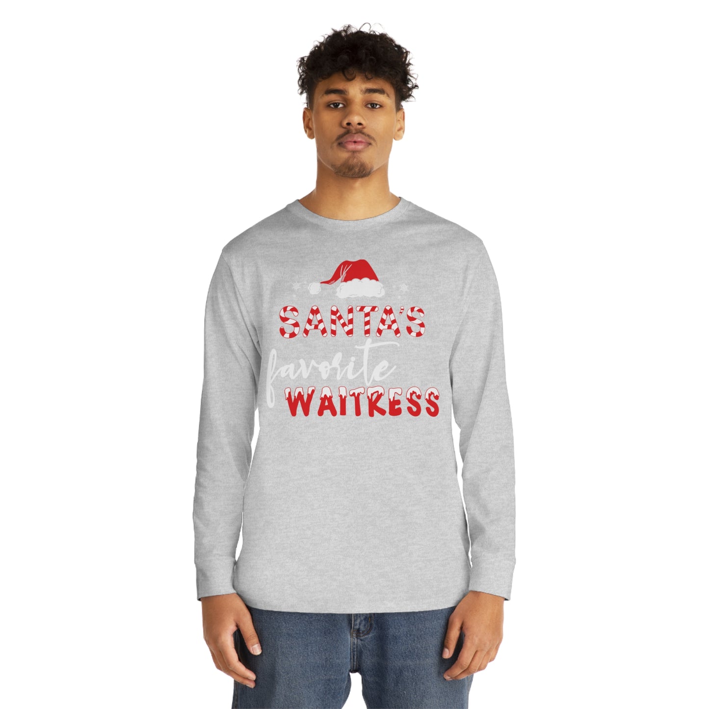 Santa's Favorite Waitress Christmas Long Sleeve Tee