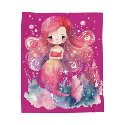 Watercolor Pink Mermaid Pattern Blanket