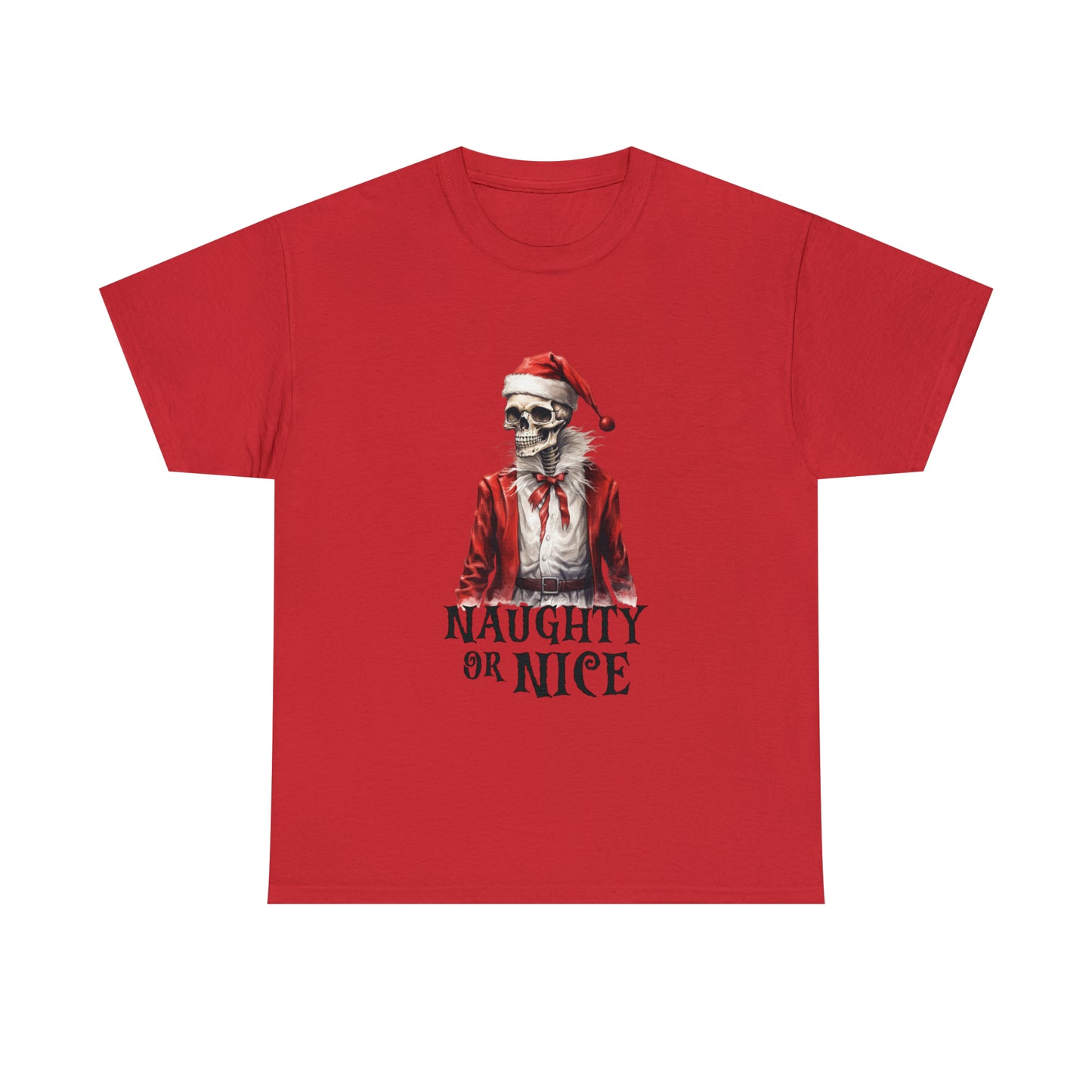 Naughty or Nice Skeleton Christmas Short Sleeve Tee