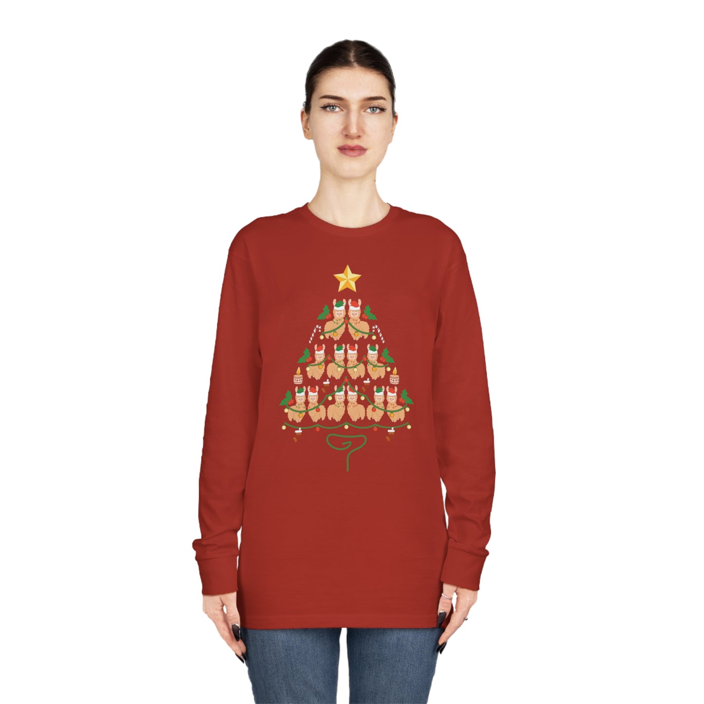 Llama Christmas Tree Christmas Long Sleeve Tee