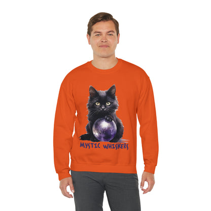 Mystic Whiskers Black Cat Halloween Sweatshirt