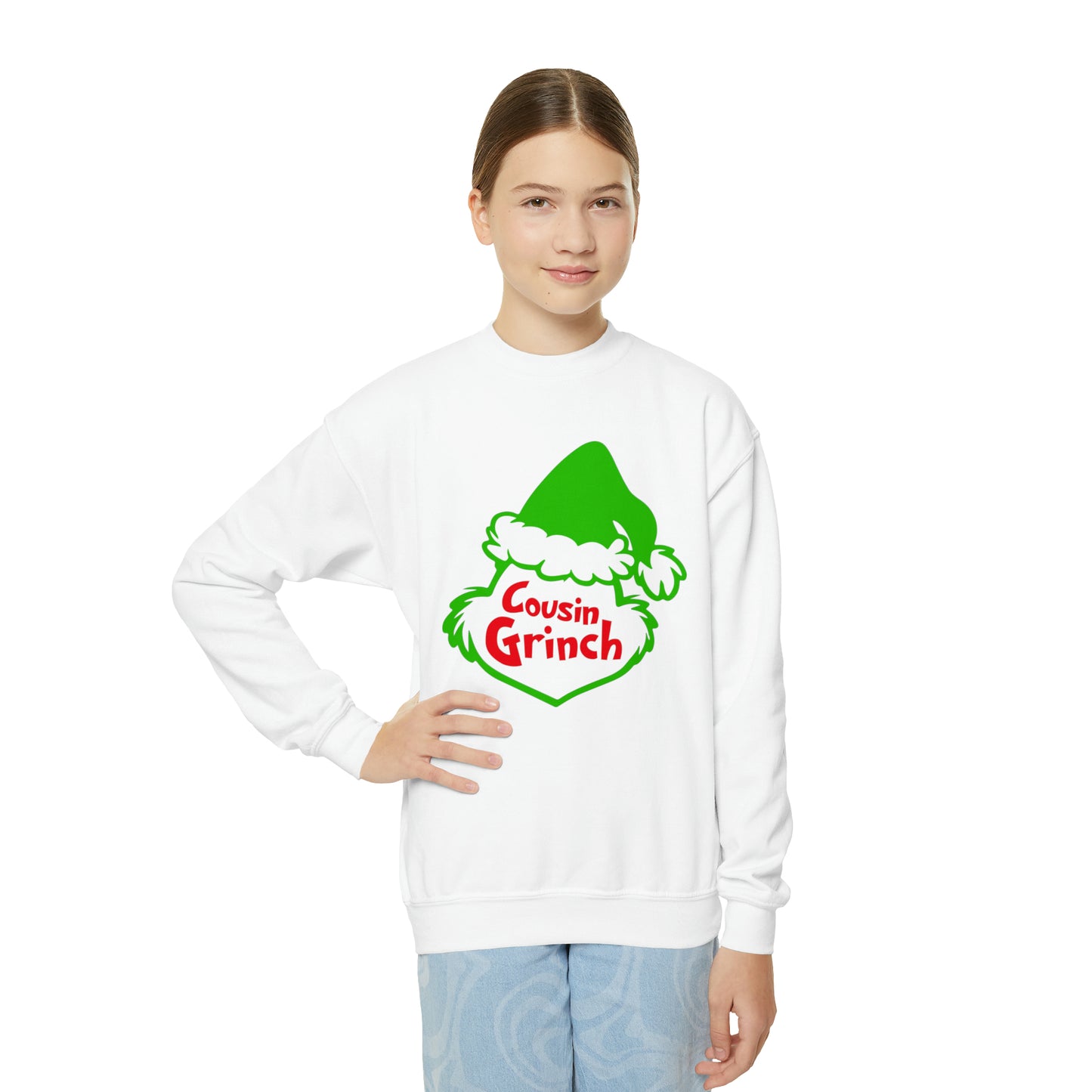 Cousin Grinch Christmas Youth Crewneck Sweatshirt