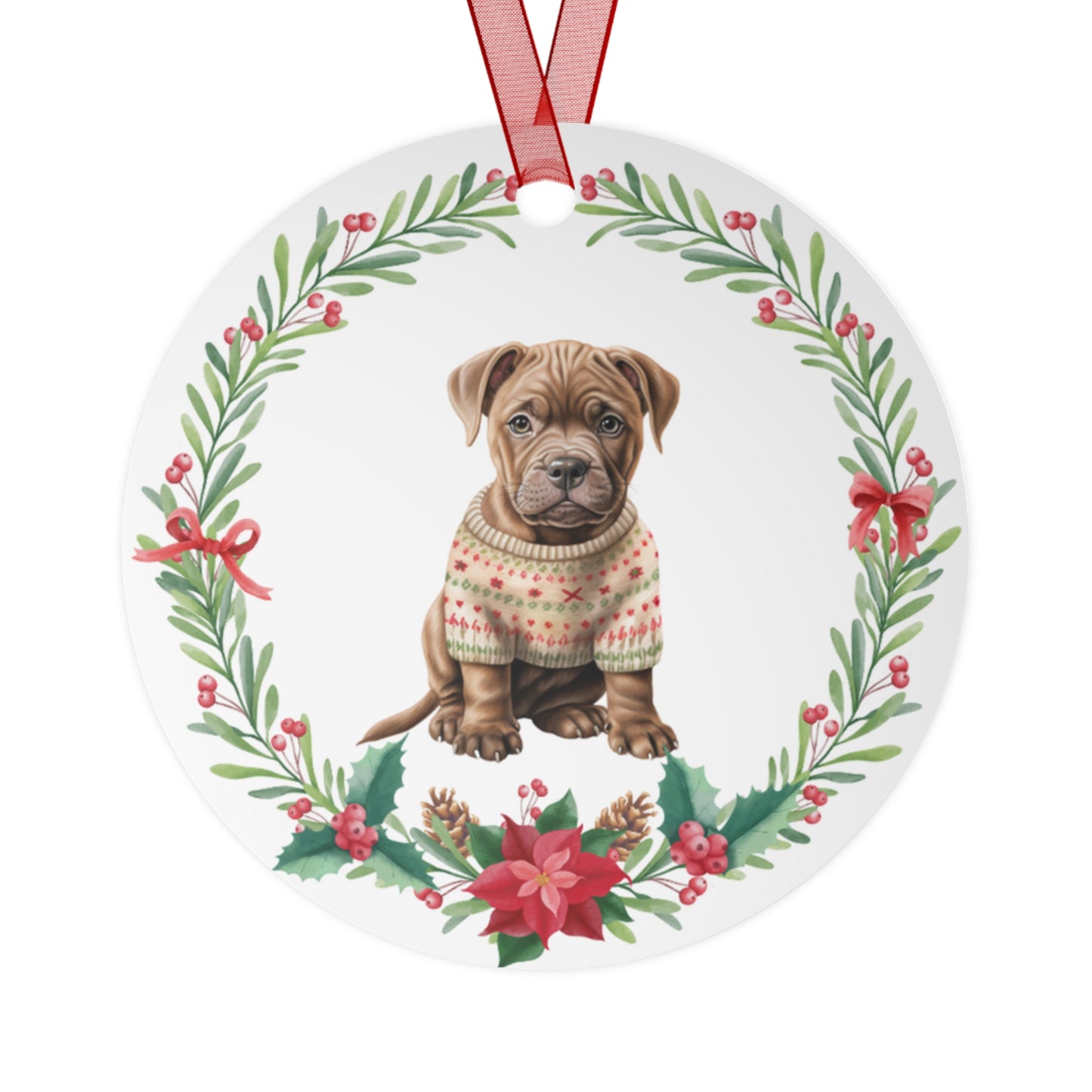 Staffordshire Bull Terrier Dog in Sweater Ornament