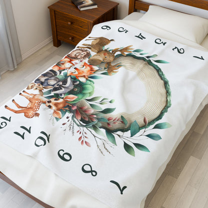 Cute Wildlife Milestone Velveteen Plush Blanket